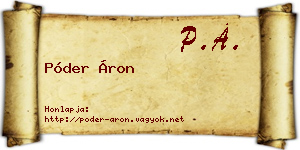 Póder Áron névjegykártya